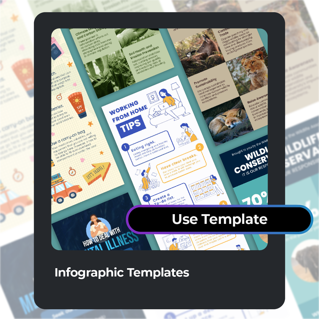Variety of infographic templates for diverse topics
