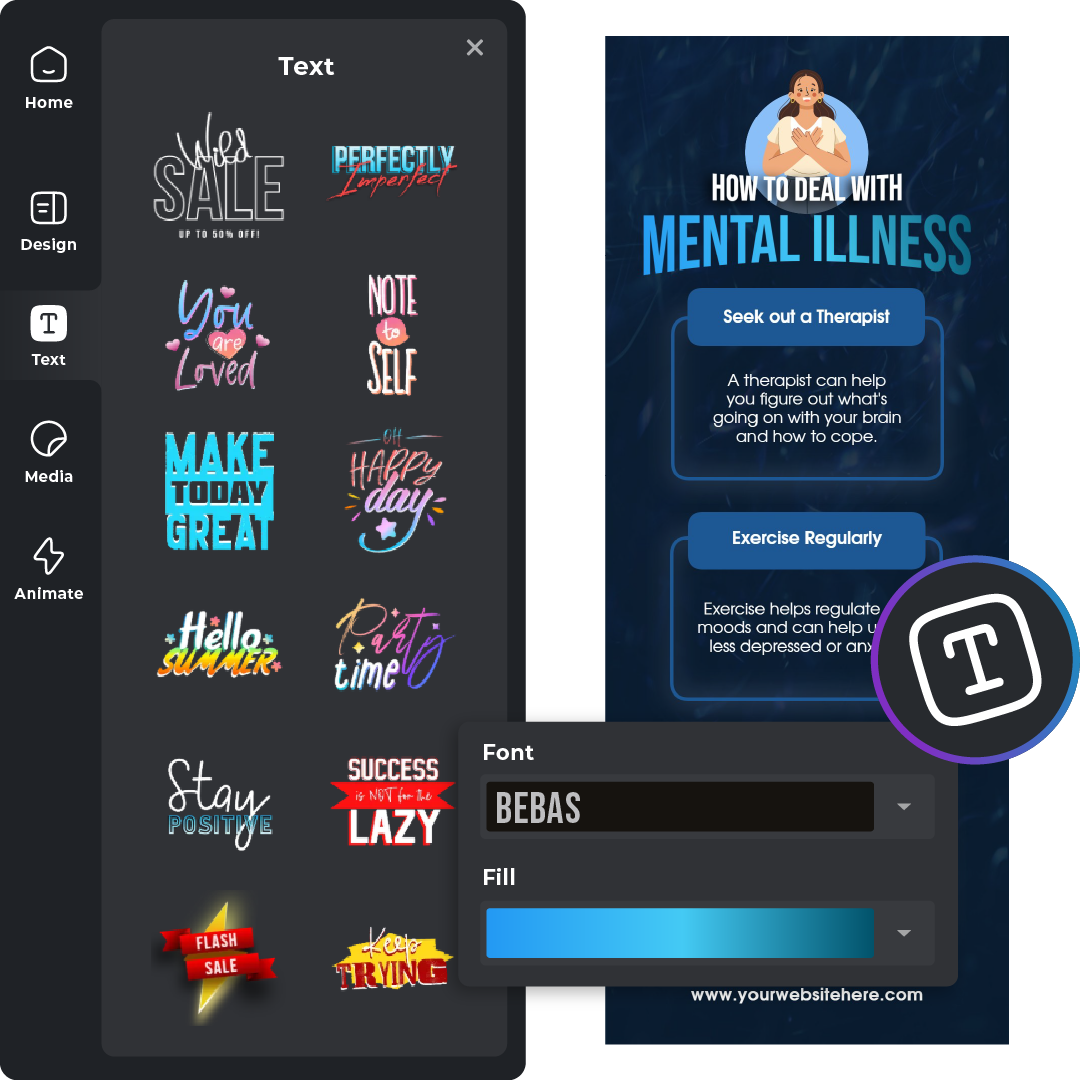 Text options for a how to deal with mental illness infographic