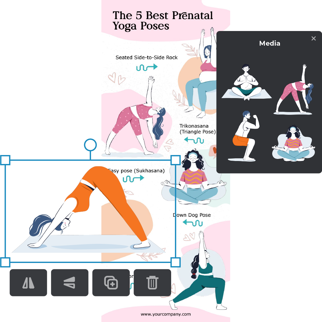 Infographic showcasing the 5 best prenatal yoga poses