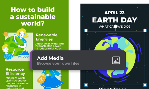 April 22 Earth Day infographic with add media option