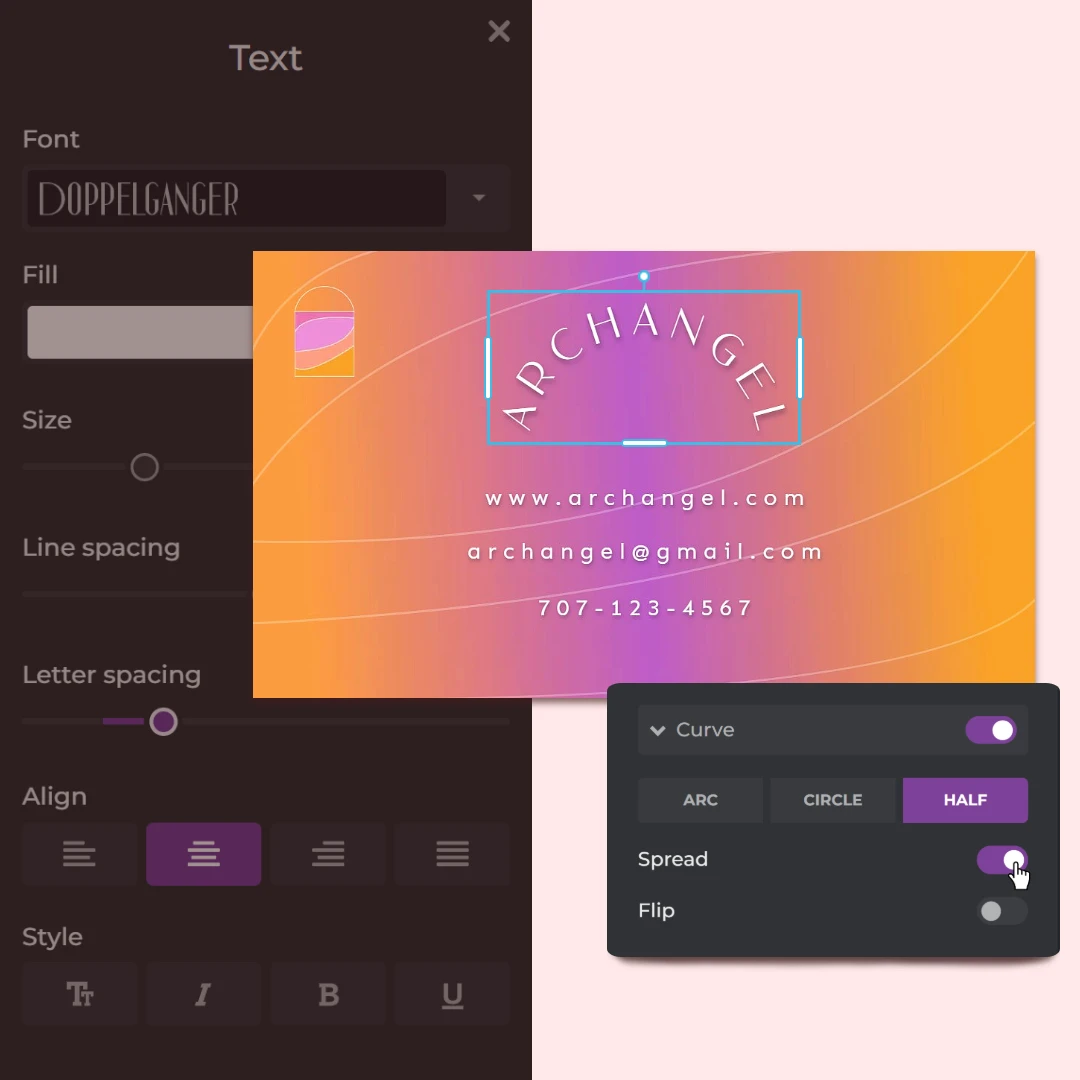 Text editing interface showing the word 