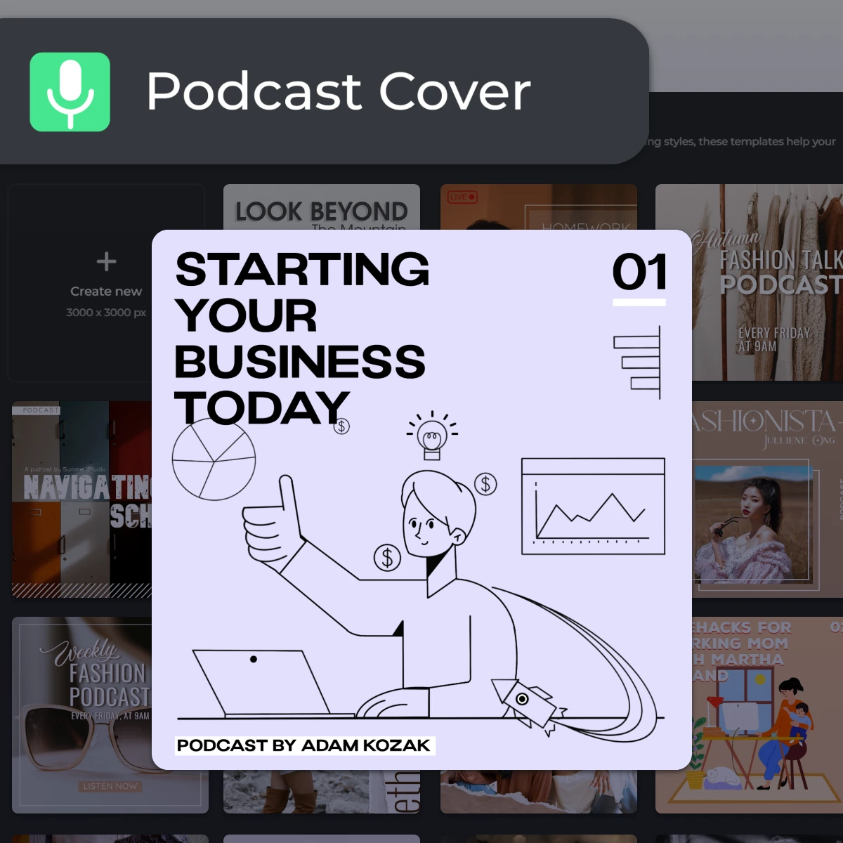 Podcast cover editor showing 